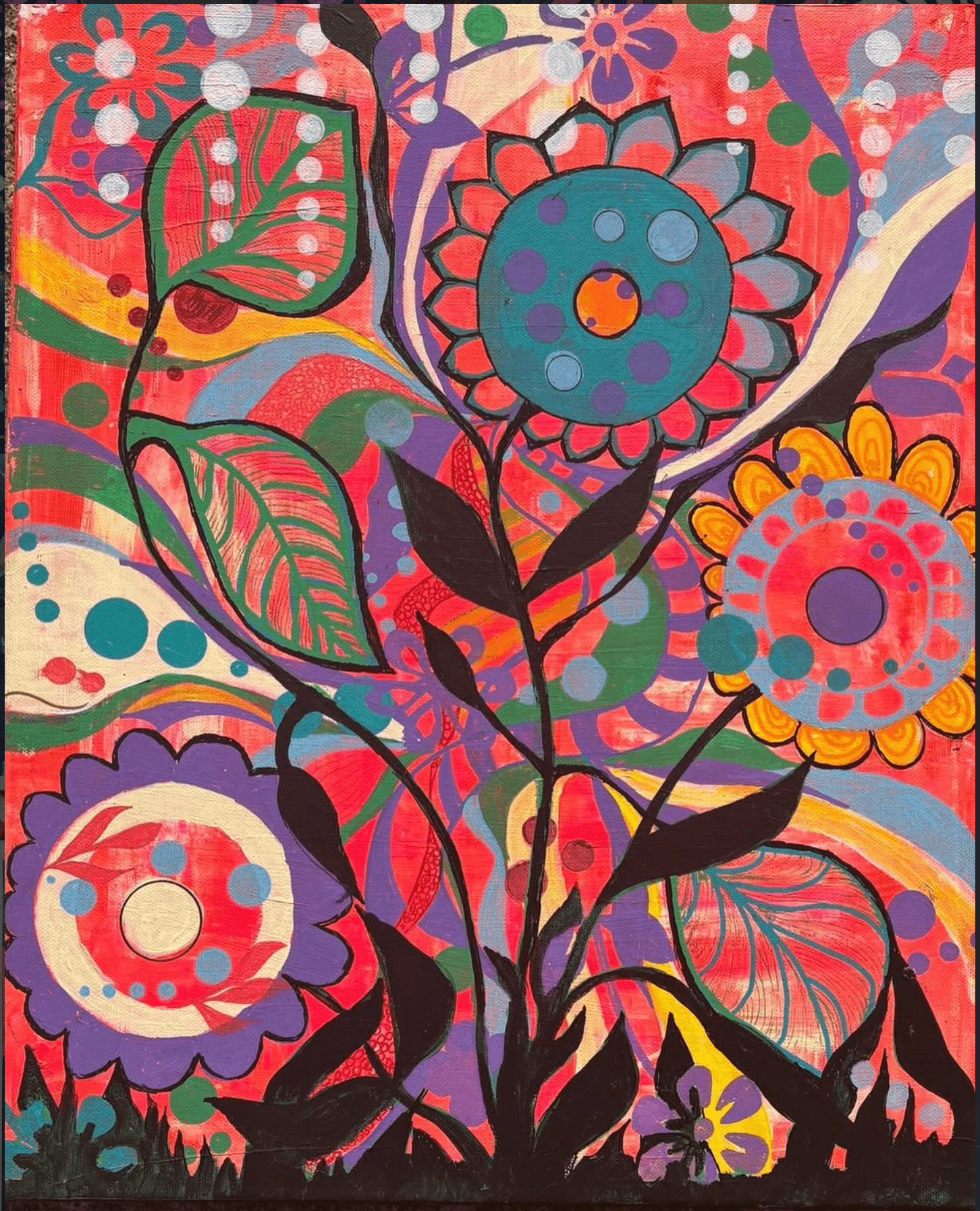 Flower Power Acrylic on Canvas 50cm x 40cm